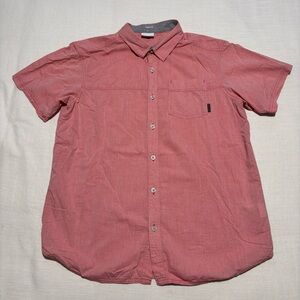 Men’s Columbia Short Sleeve Button Down Shirt | Light Red / Coral | Size Large